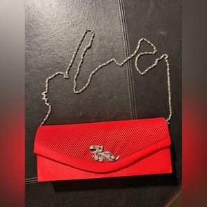Red satin crossbody wallet purse chic rhinestone magnetic closure United Kingdom